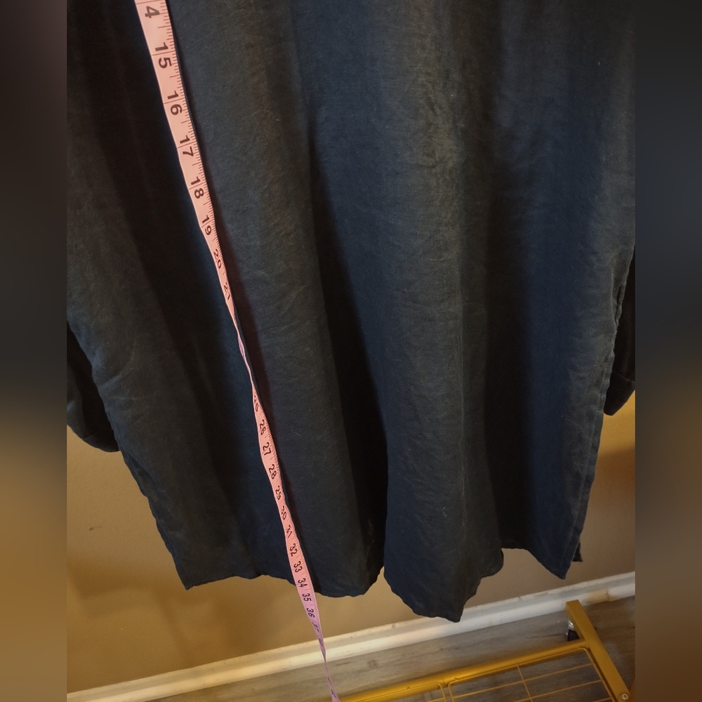 J Jill Linen Navy Blue Button Down Top - Picture 8 of 8